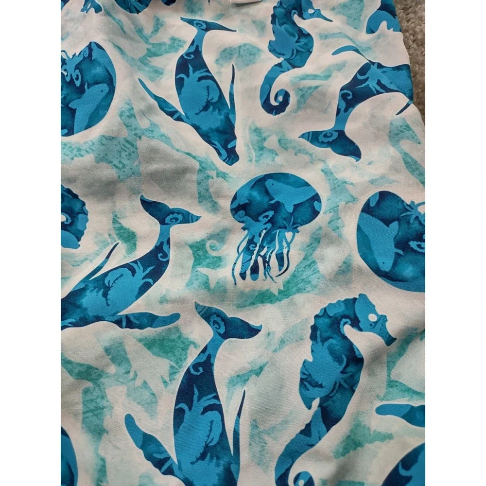 MKS Unlimited Swim Trunks‎ Ocean Themed Dolphin Seahorse Jellyfish Accent Sz 38